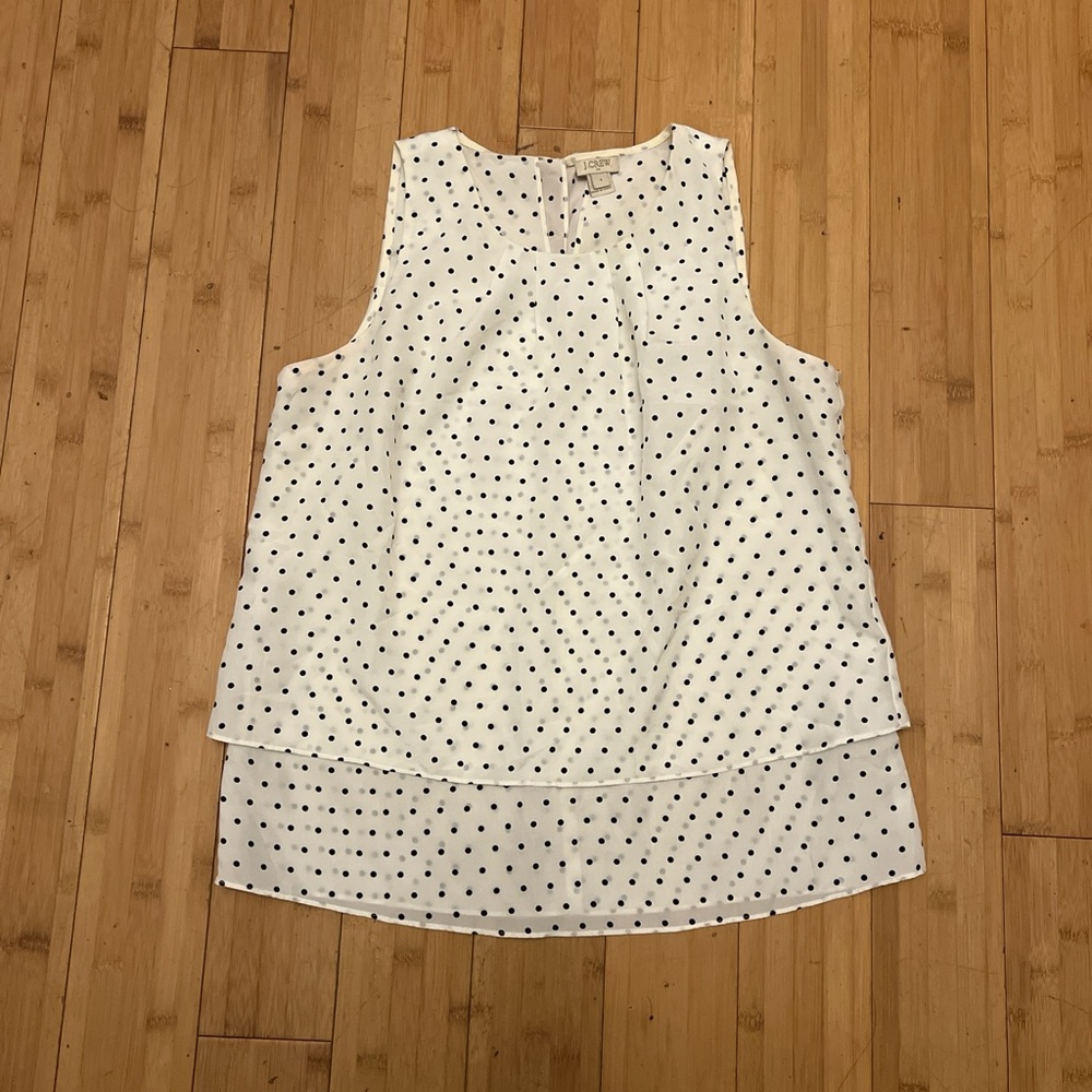 J. Crew Black and White Polka Dot Sleeveless Top